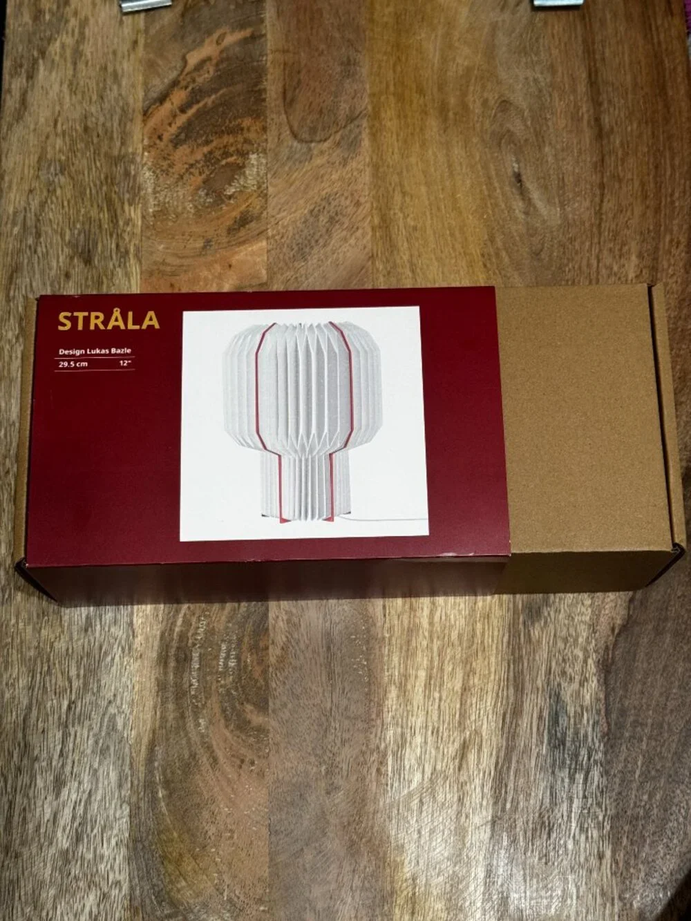 IKEA STRÅLA LED Pleated Table Lamp, White with Red, 606.109.89